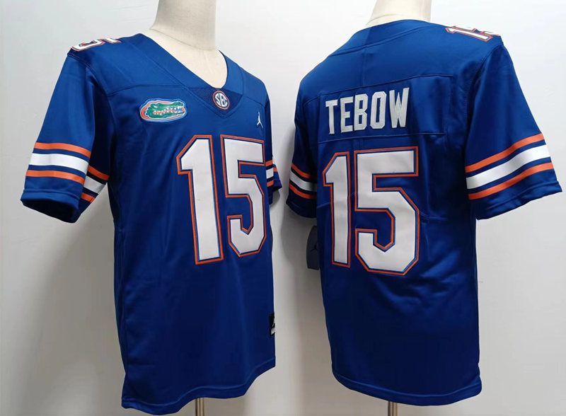 Men Florida Gators 15 Tebow Blue 2025 NCAA Jersey